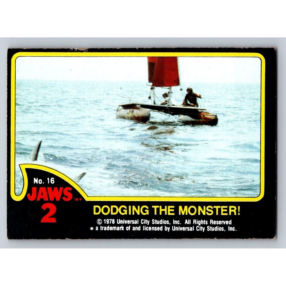 Jaws 2 Dodging the Monster! 1978 Non-Sport Trading Card No. 16 Vintage Movie